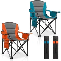 Silla Plegable de Camping Acero Acolchada con Refrigerador Set x2 Lanmountain
