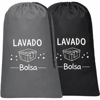 Bolsa para Ropa Sucia Negro y Gris Sylfairy XL de Nailon con Correa Ajustable Paquete x 2
