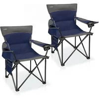 Silla Plegable de Camping Acero Acolchada con Portavasos Set x2 Camphill