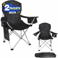 Silla Plegable de Camping Acero con Refrigerador Integrado Set x2 Ezone