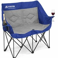 Silla Plegable de Camping Doble Acero Acolchada con Portavasos Huskfirm
