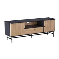 Mueble de Tv Charcoal Relan Simil Madera Color Café y Negro