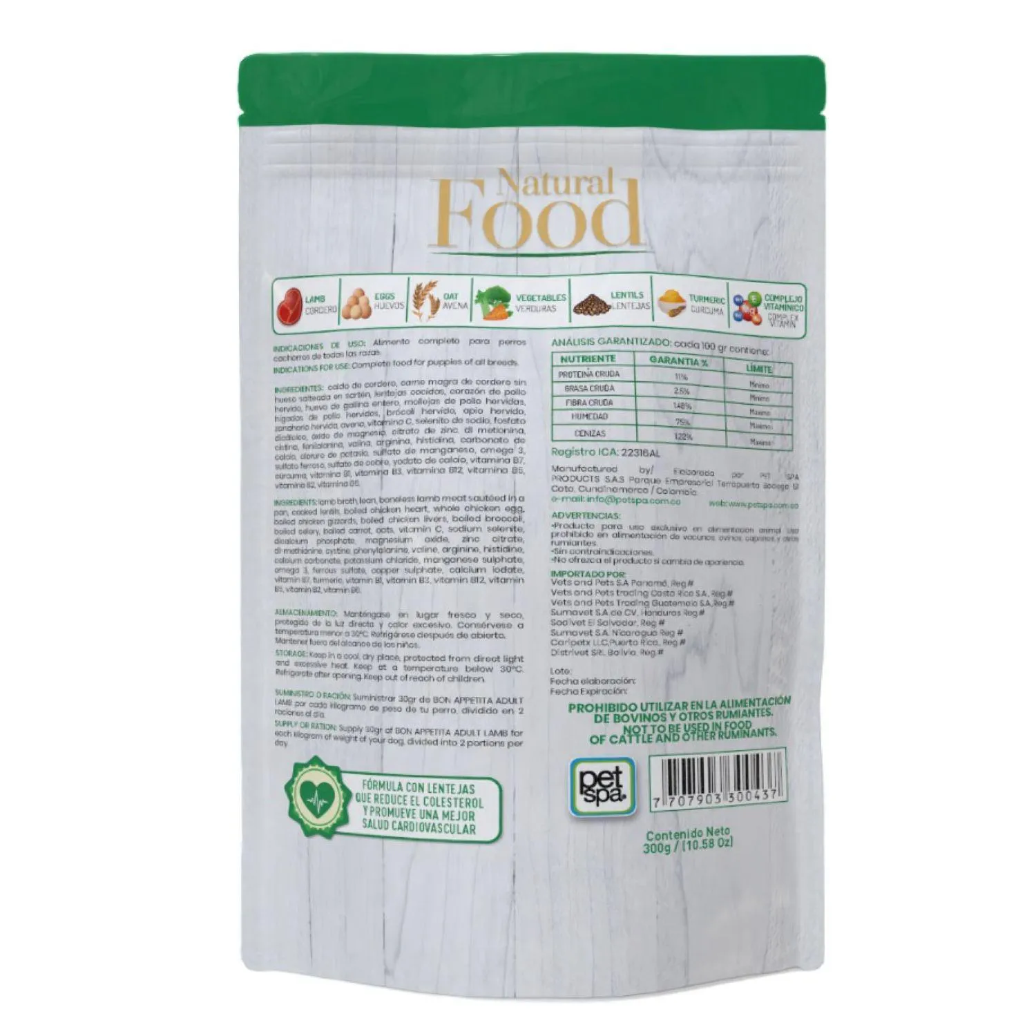 Comida Húmeda Para Perro Bon Appetita Adulto Cordero 300 G