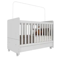 Cuna Bunny 3 En 1 Con Ruedas + Colchon Color Blanco