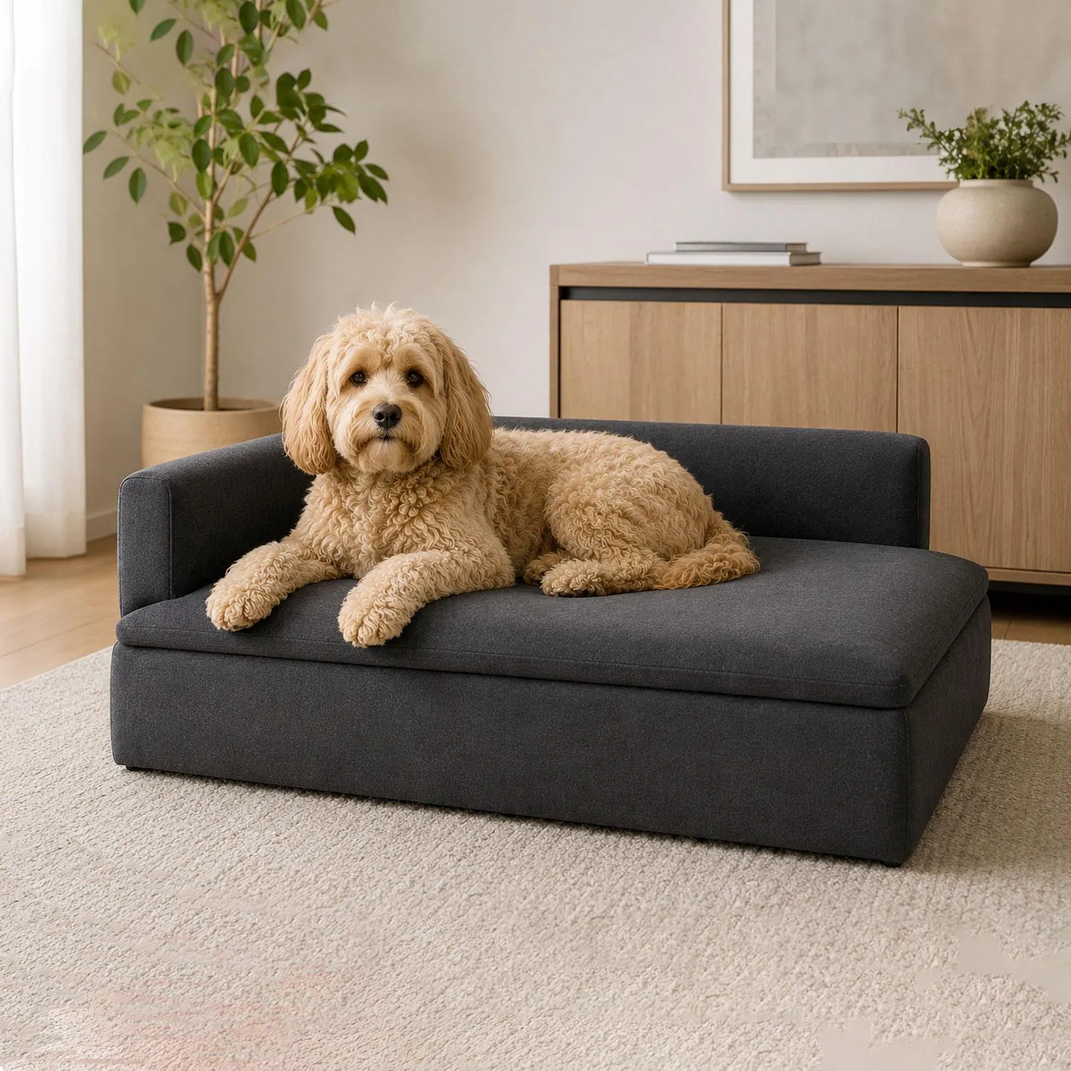 Sofá Baúl Pet Hasta 30kg 30x70x42cm Gris