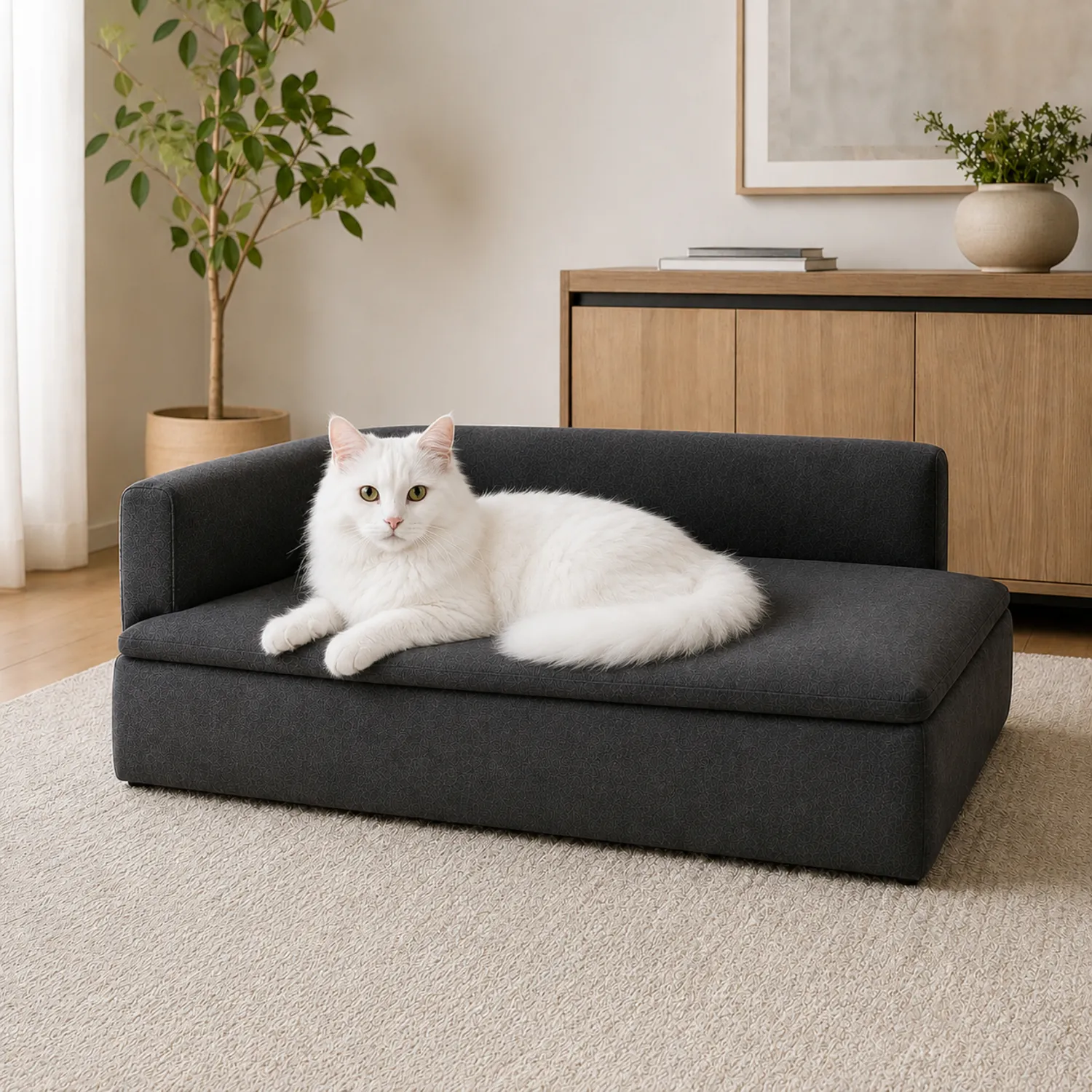 Sofá Baúl Pet Hasta 30kg 30x70x42cm Gris