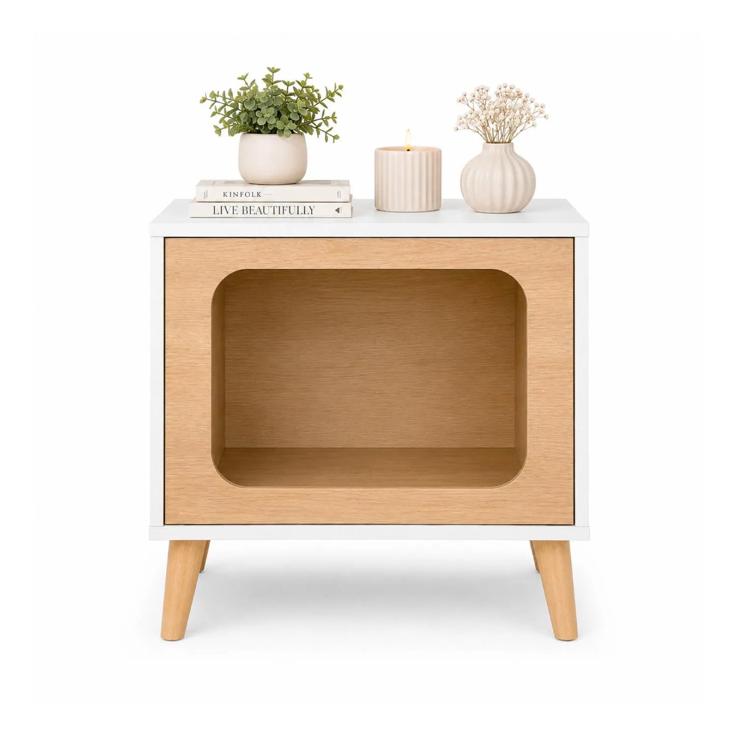 Mesa Multiusos Pet 40x50x30cm Blanco/Madera 3