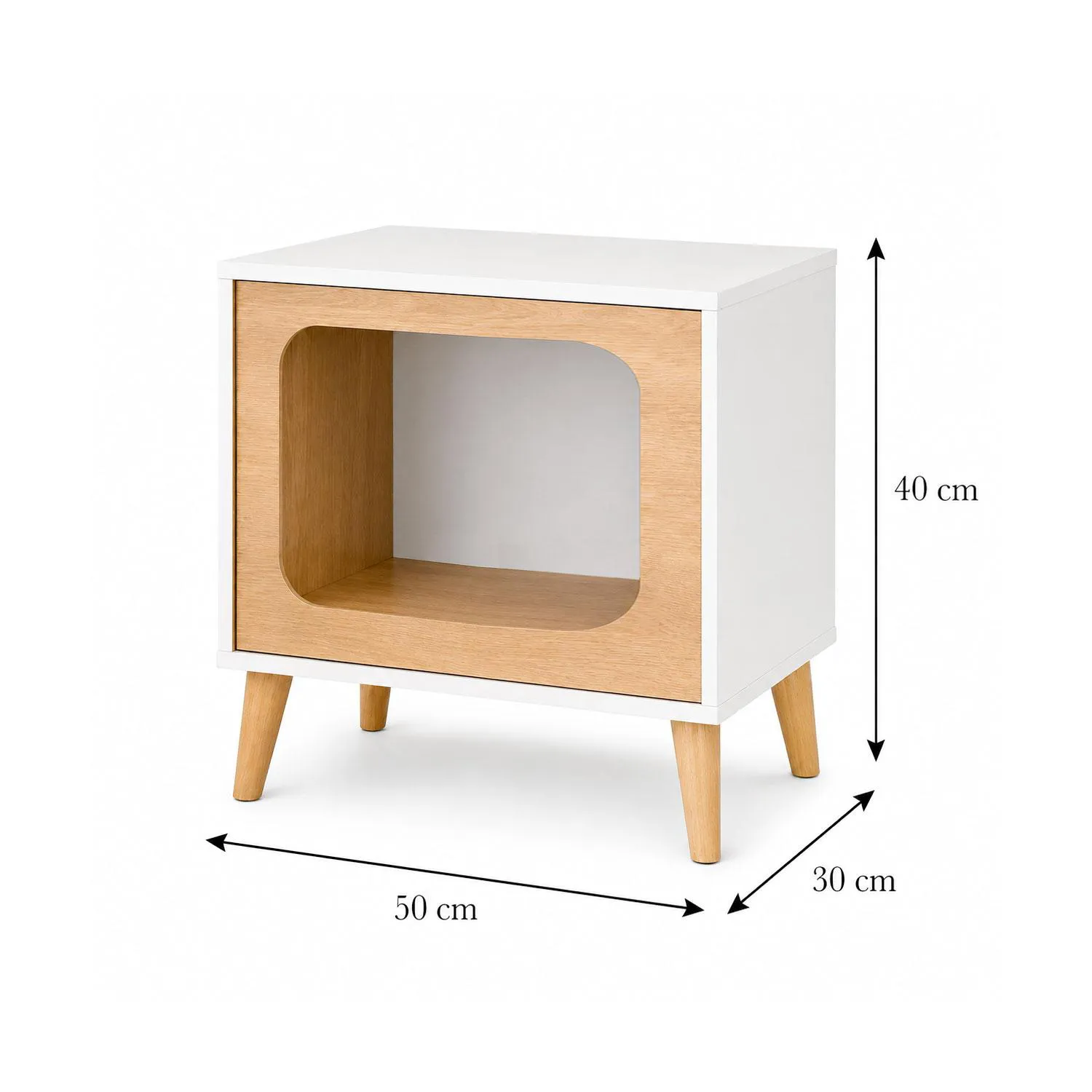 Mesa Multiusos Pet 40x50x30cm Blanco/Madera 4