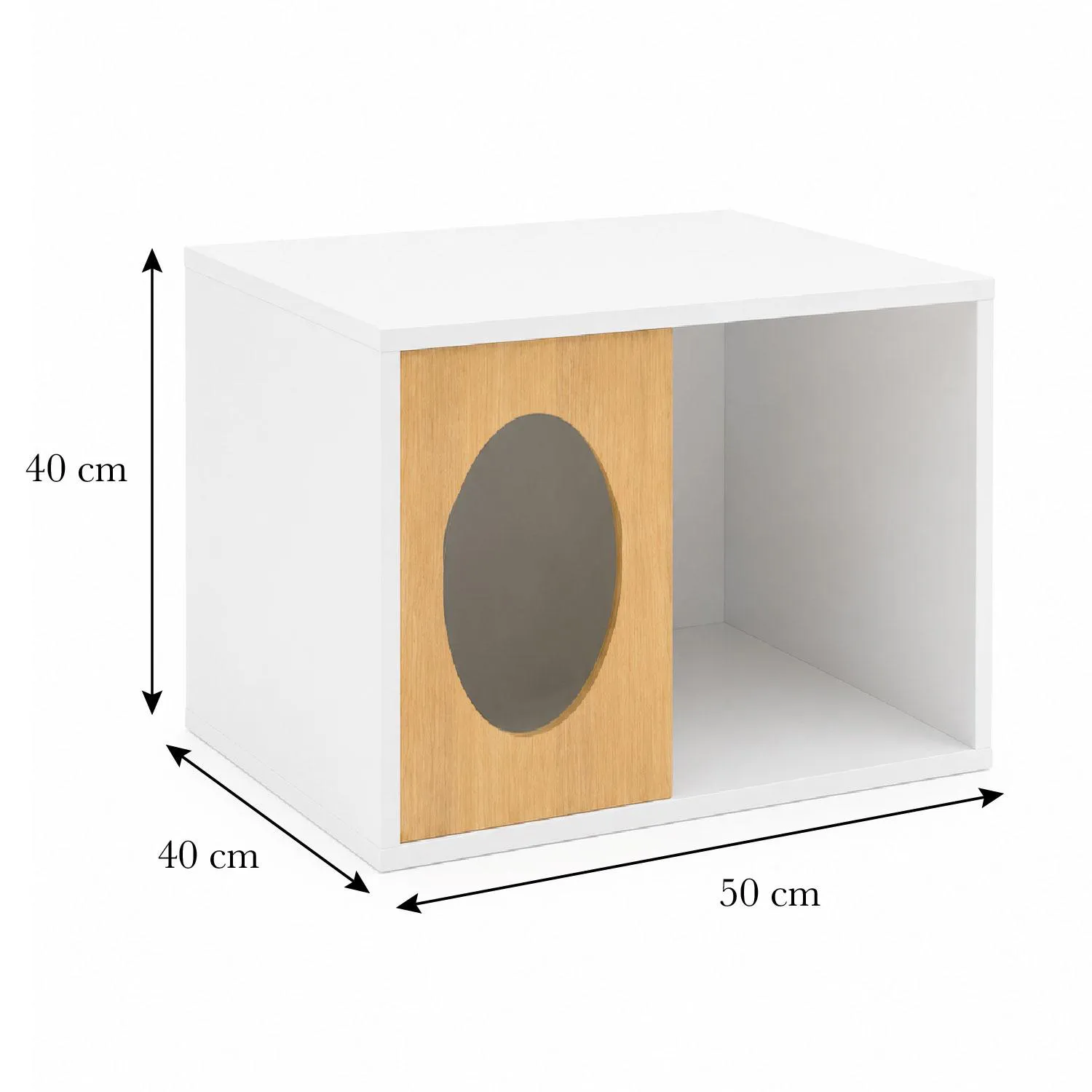 Mesa Auxiliar Cubo Pet 40x50x40cm Blanco/Madera 4