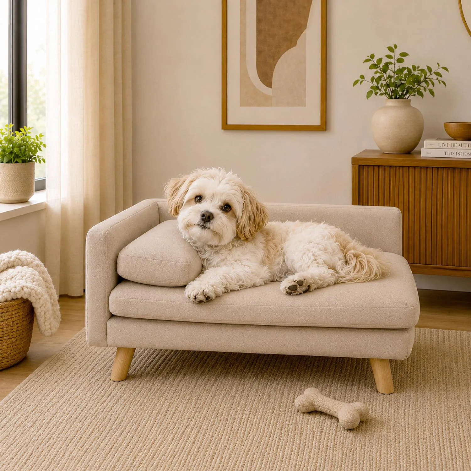 Sofá Social Pet Hasta 15kg 40x70x40cm Beige