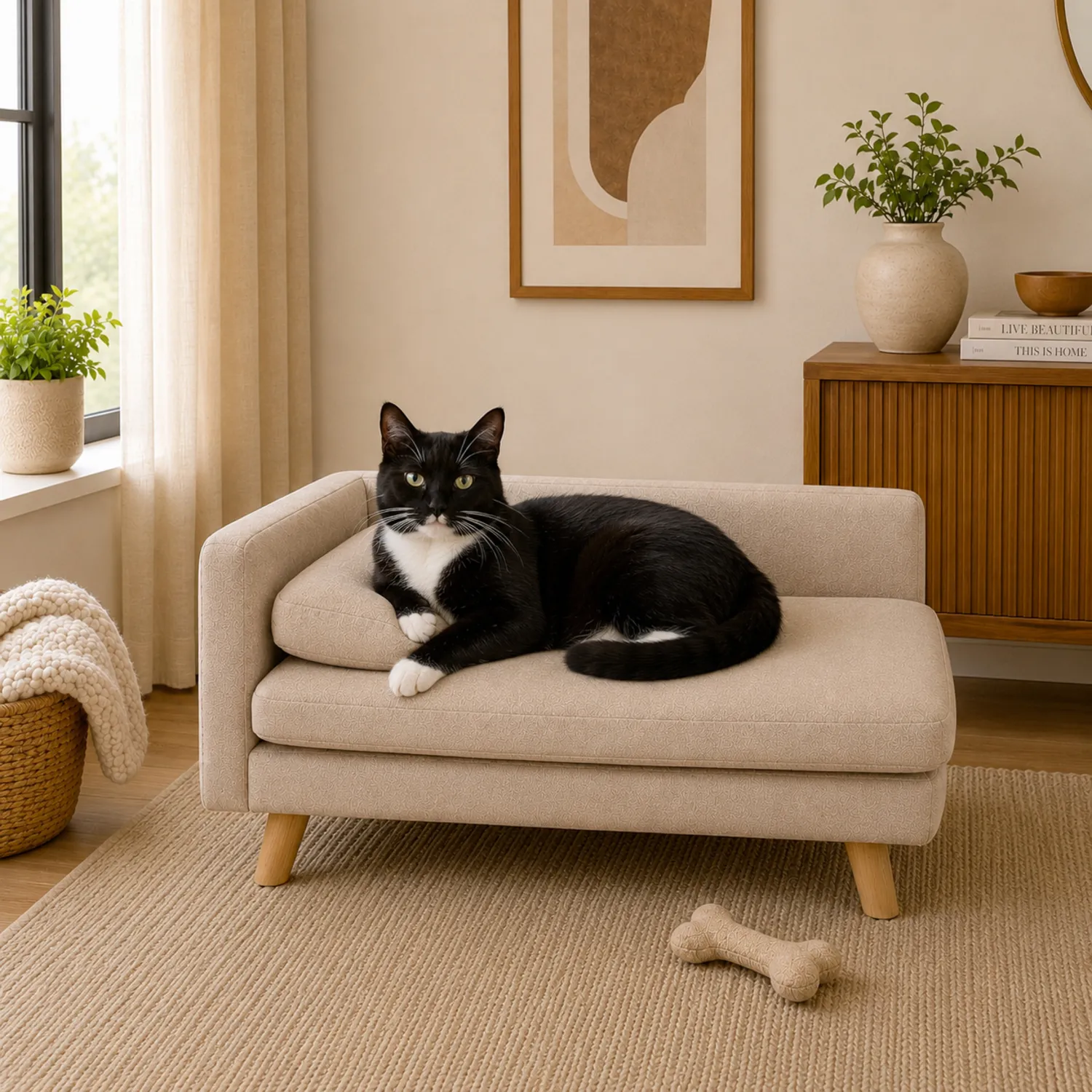 Sofá Social Pet Hasta 15kg 40x70x40cm Beige