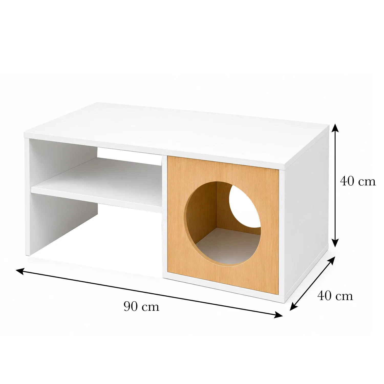 Mesa De Centro Pet 40x90x40cm Blanco/Madera 4