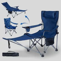 Silla Plegable de Camping Acero Reclinable con Reposapiés Portátil Sichcis