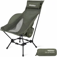 Silla Plegable de Camping Aluminio Respaldo Alto Ajustable Compacta Wildhiker