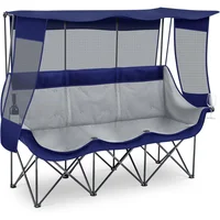 Silla Plegable de Camping Triple Acero con Toldo y Portavasos Teenyyou