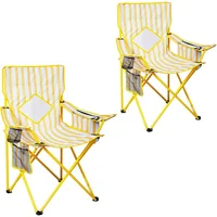 Silla Plegable de Camping Acero Acolchada con Refrigerador y Portavasos Set x2 Nazhura