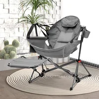 Silla Plegable de Camping Acero Tipo Hamaca con Reposapiés y Portavasos Ainfox