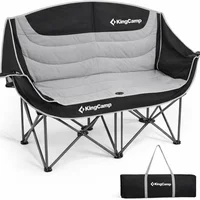 Silla Camping 2 Personas Acero Plegable Acolchada con Portavasos Kingcamp