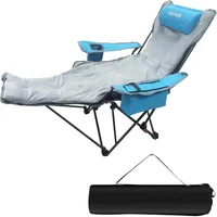 Silla Camping Acero Plegable Reclinable con Reposapiés Cooler y Portavasos Poepore