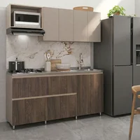 Cocina Integral Suiza 1.8 Metros Avellana / Tiramisú 4g Poceta Derecha Incluye Mesón en Acero Inoxidable Just Home Collection