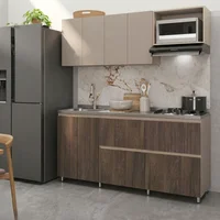 Cocina Integral Suiza 1.8 Metros Avellana / Tiramisú 4g Poceta Izquierda Incluye Mesón en Acero Inoxidable Just Home Collection