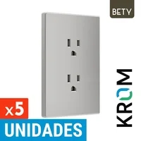Tomacorriente Doble P/T Americano 15A-250V Silver Serie Bety Krom Set X 5 Unidades