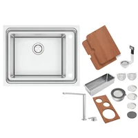 Lavaplatos de Empotrar Tramontina Quadrum En Acero Inoxidable 304 con Accesorios 66 x 52 cm