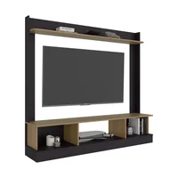 Centro de Entretenimiento Abedul 158x168x35 Rta Chocolate Oscuro Madera Natural