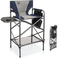 Silla Plegable de Director para Maquillaje en Acero Alta con Mesa y Reposapiés LANMOUNTAIN