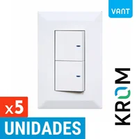 Interruptor Doble 10a-250V Blanco Vant Set X 5 Unidades