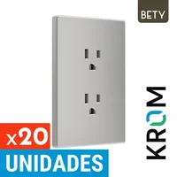 Tomacorriente Doble P/t Americano 15a-250V Silver Serie Bety Krom Set X 20 Unidades