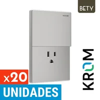 Interruptor 10a-250V + Toma Americano 15a-250V Silver Serie Bety Krom Set X 20 Unidades