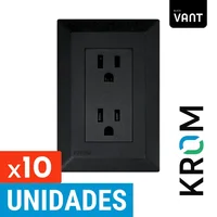 Tomacorriente Doble P/t Americano 15a-250V Negro Serie Vant Krom Set X 5 Unidades