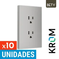 Tomacorriente Doble P/t Americano 15a-250V Silver Serie Bety Krom Set X 10 Unidades