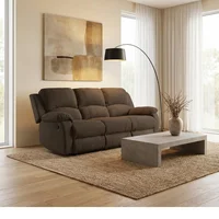 Sofa Reclinable Tokio 3 Puestos Estatico Tela Chocolate
