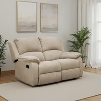 Sofa Reclinable Tokio 2 Puestos Estatico Tela Camel