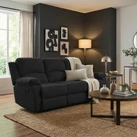 Sofa Reclinable Tokio 3 Puestos Estatico Tela Gris Plomo