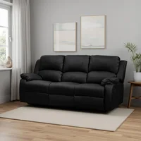 Sofa Reclinable Tokio 3 Puestos Estatico Cuero Sintetico Negro