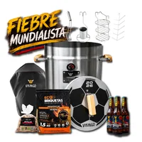 Combo Mundialista Barril Asador Mediano Vikingo 56x69 cm 12 kg Acero Inoxidable Incluye Forro