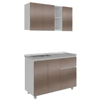 Cocina Integral Vimo 1.20 Metros Poceta Izquierda (3c) Blanco Marquez+ambar/blanco 210x120x52 cm No Incluye Mesón Just Home Collection