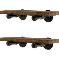Repisa flotante de metal y paulownia marrón 43,2 x 13,5 x 2,5 cm Home TZH