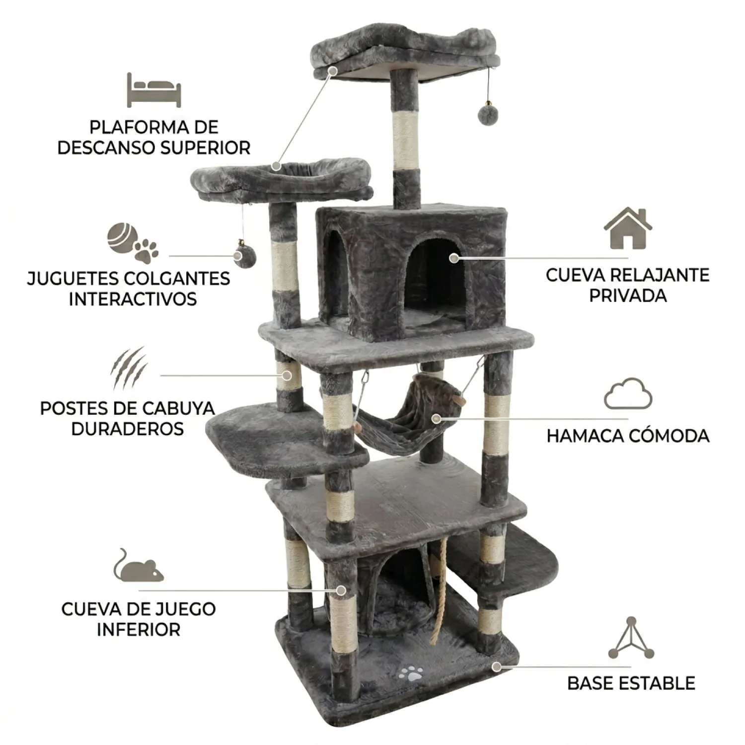 Gimnasio Árbol para Gatos Grande Desarmable Ankos 5