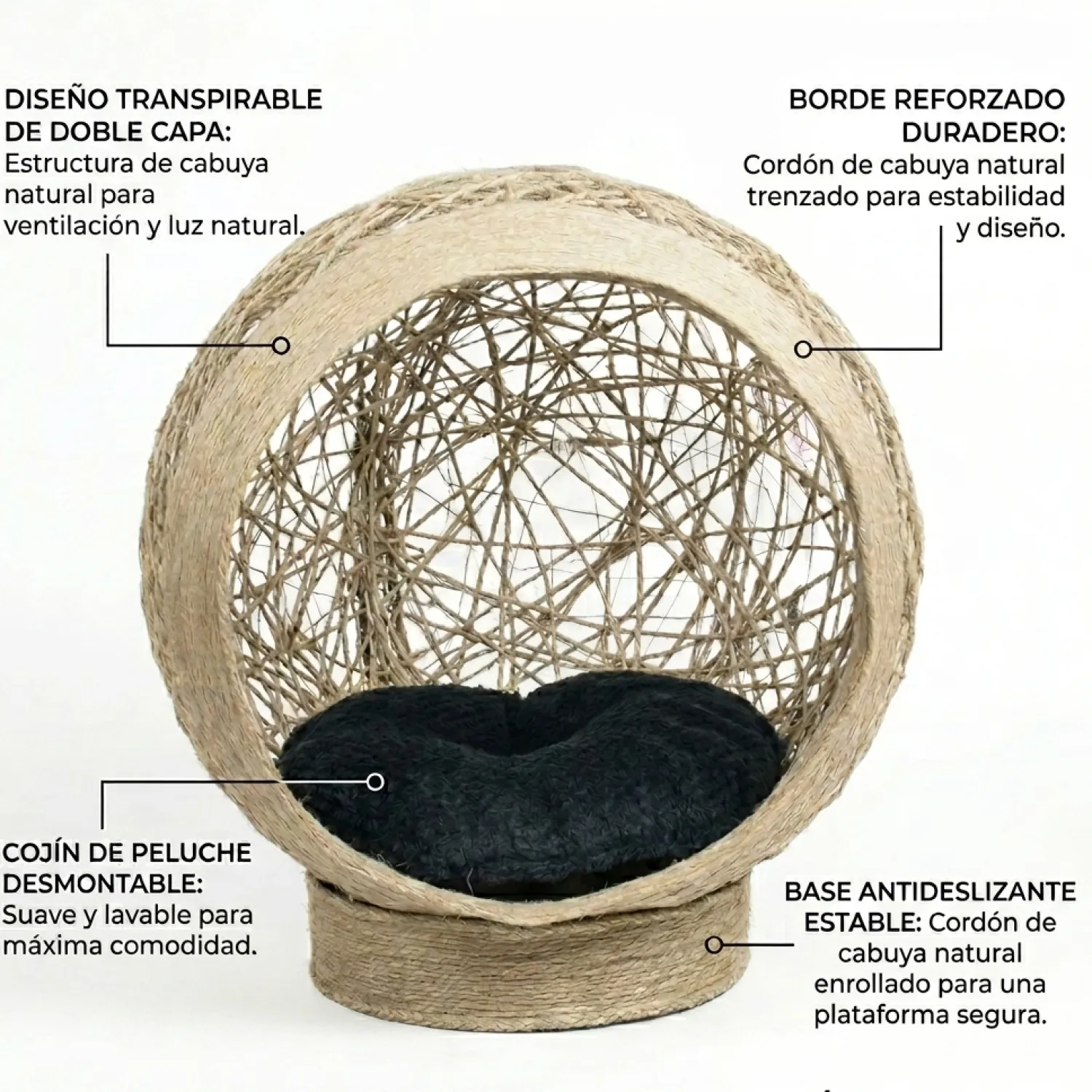 Cama Nido de Fique para Gato Con Cojín 5