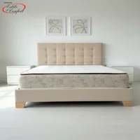 Combo Dormitorio Premium: Basecama + Colchón + Cabecero Beige Camel 100x190