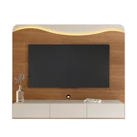Mueble para Tv Hasta 75" 168x200x37 cm Incluye Soporte Marrón y Beige