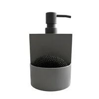 Dispensador de Jabón de Cocina 450 ml Color Gris Superficie En Madera Con Esponjilla