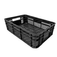 Canastilla 53x35 cm Tipo Fresera Negra Perforada x 4 Und