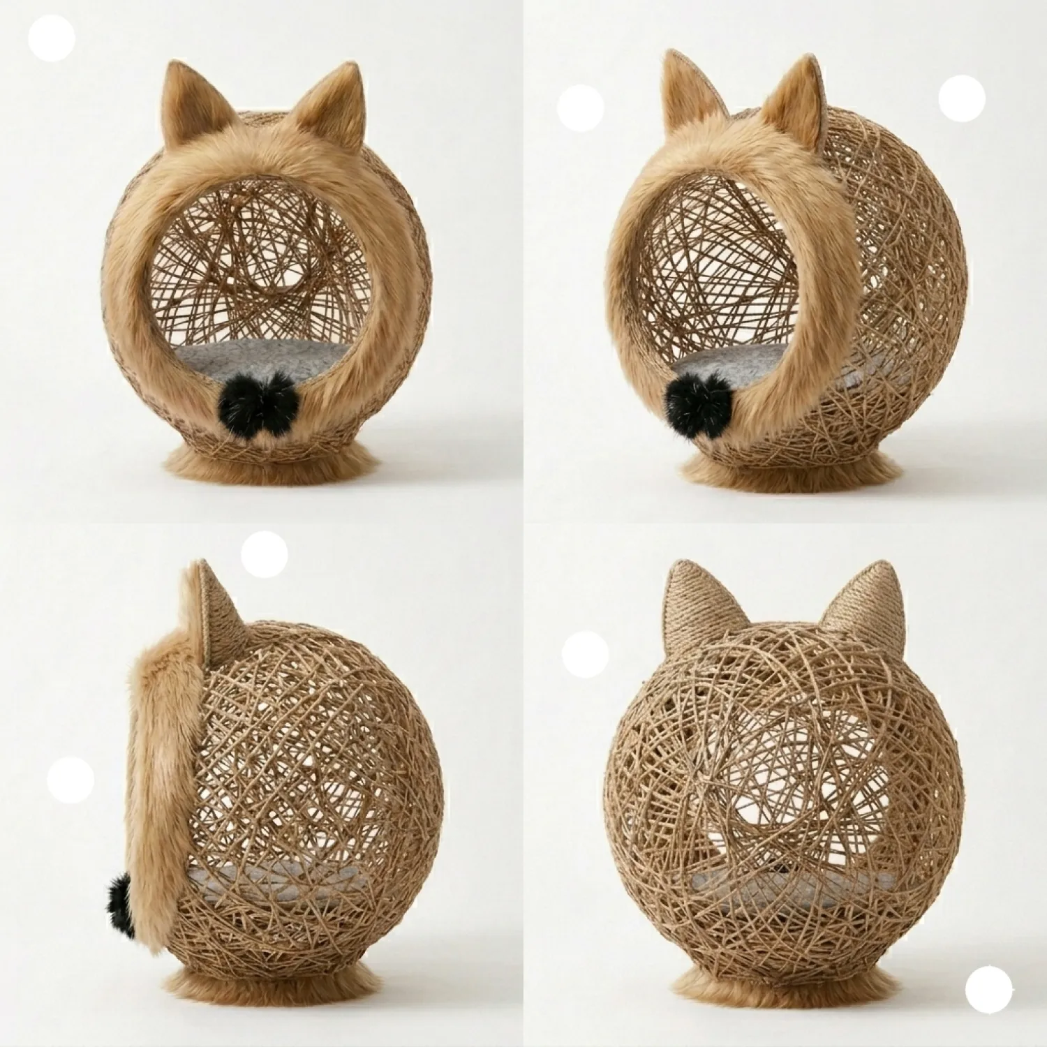 Cama Nido de Peluche para Gatos Con Cojín 3