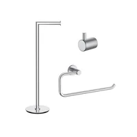 Kit de Accesorios a Piso X3 Essen Cromado Incluye: Porta Rollo, Toallero y Percha Corona