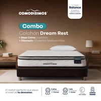 Combo Colchón Comodísimos Dream Rest 120x190x 3 + Sommier Cafe + 4 Patas de Acero + 1 Almohada